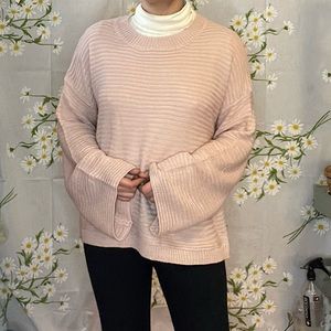 Goodnight Macaroon light dusty pink hand knit oversized wide sleeve sweater